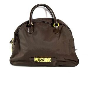 Moschino Dark Brown Shoulder Bag or Satchel with Gold Logo